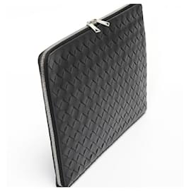 Bottega Veneta-Bottega Veneta Intrecciato Document Case Clutch Bag-Black