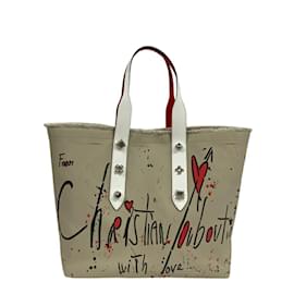 Christian Louboutin-Sac fourre-tout clouté Frangibus de Christian Louboutin-Beige