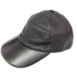 Hermès Hermes Brown Leather Embroidered Cap Brown