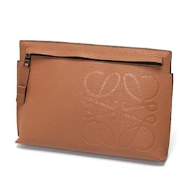 Loewe-Loewe Anagram T Pouch Clutch Bag-Camel