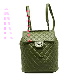 Chanel-Chanel Matelasse Coco Mark Chain Backpack-Red