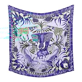 Hermès-Hermes Blue Silk Scarf-Blue