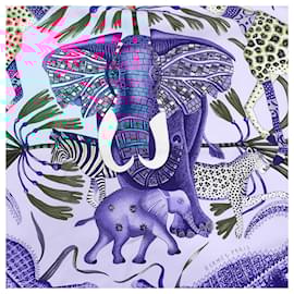 Hermès-Hermes Blue Silk Scarf-Blue