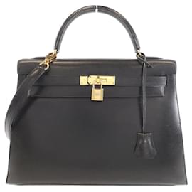 Hermès-Sac à main Hermes Kelly 32 cm-Noir