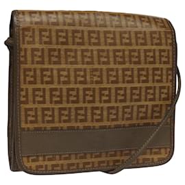 Fendi-FENDI Zucchino Canvas Shoulder Bag Beige Auth 104456-Beige