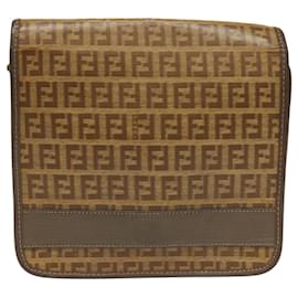 Fendi-FENDI Zucchino Canvas Shoulder Bag Beige Auth 104456-Beige