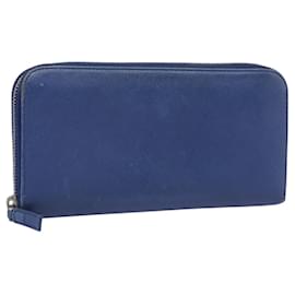 Prada-PRADA Long Wallet Leather Blue Auth 104465-Blue