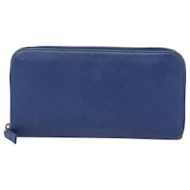 Prada-PRADA Long Wallet Leather Blue Auth 104465-Blue