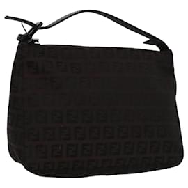 Fendi-FENDI Zucchino Canvas Pouch Brown Auth 105942-Brown