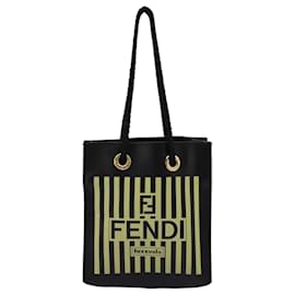 Fendi-FENDI Mini Hand Bag Leather Black Green Auth 104482-Black,Green