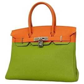 Hermès-Hermes Birkin 30 Handbag in Orange Togo Leather-Orange