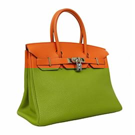 Hermès-Hermes Birkin 30 Handbag in Orange Togo Leather-Orange