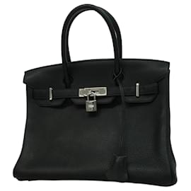Hermès-Hermes Birkin 30 Handbag in Black Taurillon Clemence Leather-Black