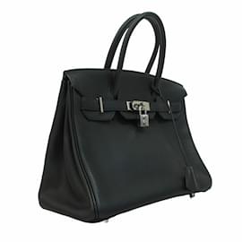 Hermès-Hermes Birkin 30 Handbag in Black Taurillon Clemence Leather-Black