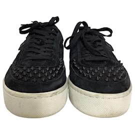 Christian Louboutin-Christian Louboutin Happyrui Spiked Sneakers in Black Suede -Black