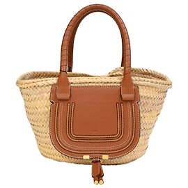 Chloé Medium Basket Marcie Handtasche aus beigem Raffia Beige