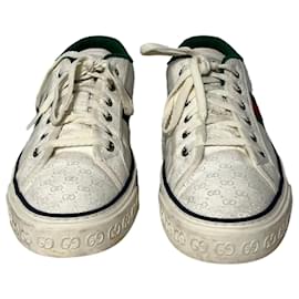 Gucci-Tênis baixos Gucci Tennis 1977 GG em lona branca-Branco