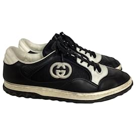 Gucci-Gucci Mac80 Sneakers in Black Leather-White,Cream