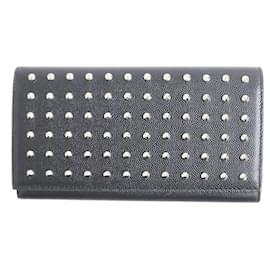 Yves Saint Laurent-Saint Laurent Studded Leather Bifold Wallet Black-Black