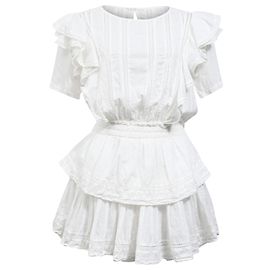 Abito Mini Ruffle LoveShackFancy in Cotone Bianco Bianco
