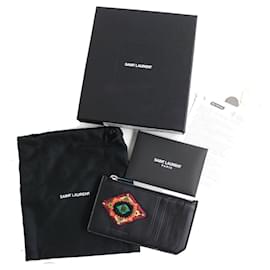 Yves Saint Laurent-Saint Laurent Leather Card/Coin Case 458593-Black