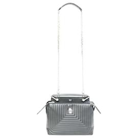 Fendi-Fendi Small Dotcom Click Top Handle Bag in Black Quilted Leather -Black