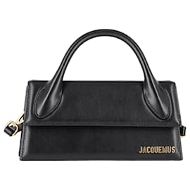 Jacquemus-Jacquemus Le Chiquito Long Top-Handle Bag in Black Leather-Black