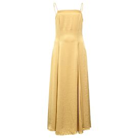Abito Midi Cami Theory in Raso Giallo Piegato D'oro