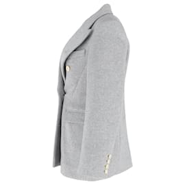 Isabel Marant-Isabel Marant Eleyani Double-Breasted Brushed Blazer in Grey Wool-Grey