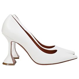 Amina Muaddi Ami Pumps in White Leather White Cream