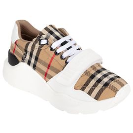 Sneaker con strap touch a motivo check vintage Burberry Marrone Beige