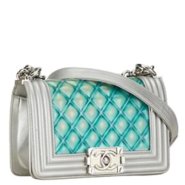 Chanel-Chanel Matelasse Boy Coco Mark Chain Shoulder Bag-White,Green