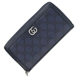Gucci-Gucci GG Supreme Long Wallet in Navy-Navy blue