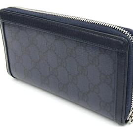 Gucci-Gucci GG Supreme Long Wallet in Navy-Navy blue