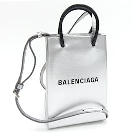 Balenciaga-Balenciaga Black and Silver Leather Pochette-Black,Silvery