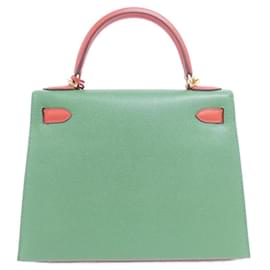 Hermès-Sac à main Hermes Kelly 28 cm-Rouge,Vert