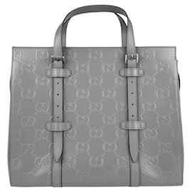 Gucci-Bolsa de couro com estampa GG da Gucci-Marrom