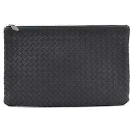 Bottega Veneta-Bottega Veneta Black Leather Clutch Bag-Black