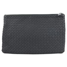 Bottega Veneta-Bottega Veneta Black Leather Clutch Bag-Black
