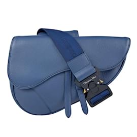 Christian Dior-Christian Dior Navy Blue Leather Shoulder Bag-Navy blue