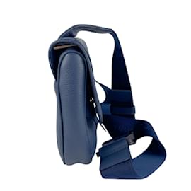 Christian Dior-Christian Dior Navy Blue Leather Shoulder Bag-Navy blue