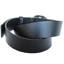 Gucci-Gucci Interlocking G Leather and Metal Belt-Black,Silvery