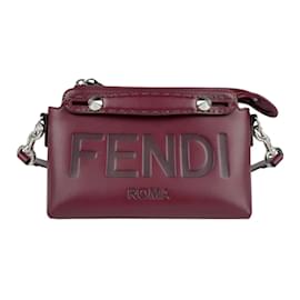 Fendi-Sac à épaule en cuir bordeaux Fendi-Bordeaux