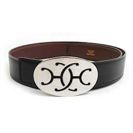 Hermès-Hermes Box Calf Leather Belt-Brown,Black