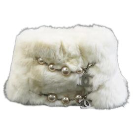 Cachecol de pele de coelho branco Chanel Branco