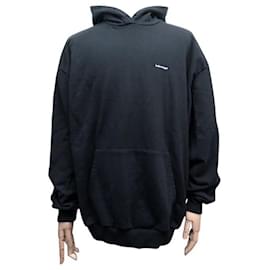 Balenciaga-NINE BALENCIAGA HOODIE SWEATSHIRT 492249 LOGO HOOD REGULAR BLACK 50 M NEW-Black