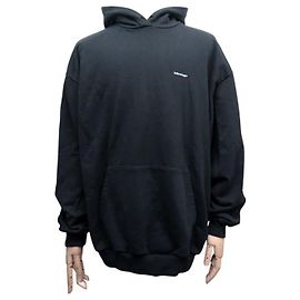NEUF PULL SWEAT HOODIE BALENCIAGA 492249 CAPUCHE LOGO REGULAR NOIR 50 M NEW Noir