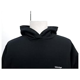 Balenciaga-NINE BALENCIAGA HOODIE SWEATSHIRT 492249 LOGO HOOD REGULAR BLACK 50 M NEW-Black