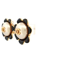 Chanel-VINTAGE CHANEL PEARL CC CASTELLANE FLOWERS 1985 EARRINGS-Golden