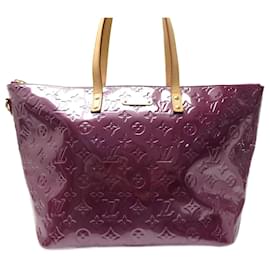 Louis Vuitton-LOUIS VUITTON BELLEVUE GM MONOGRAM VARNISHED PURPLE LEATHER HANDBAG-Purple